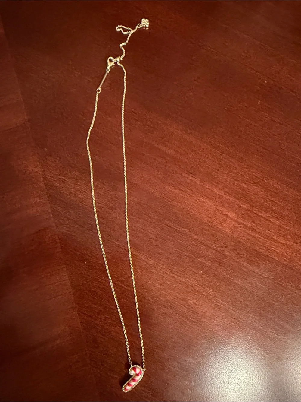 Kendra Scott Gold Tone Candy Cane Pendant Necklace - Pink/White Accent